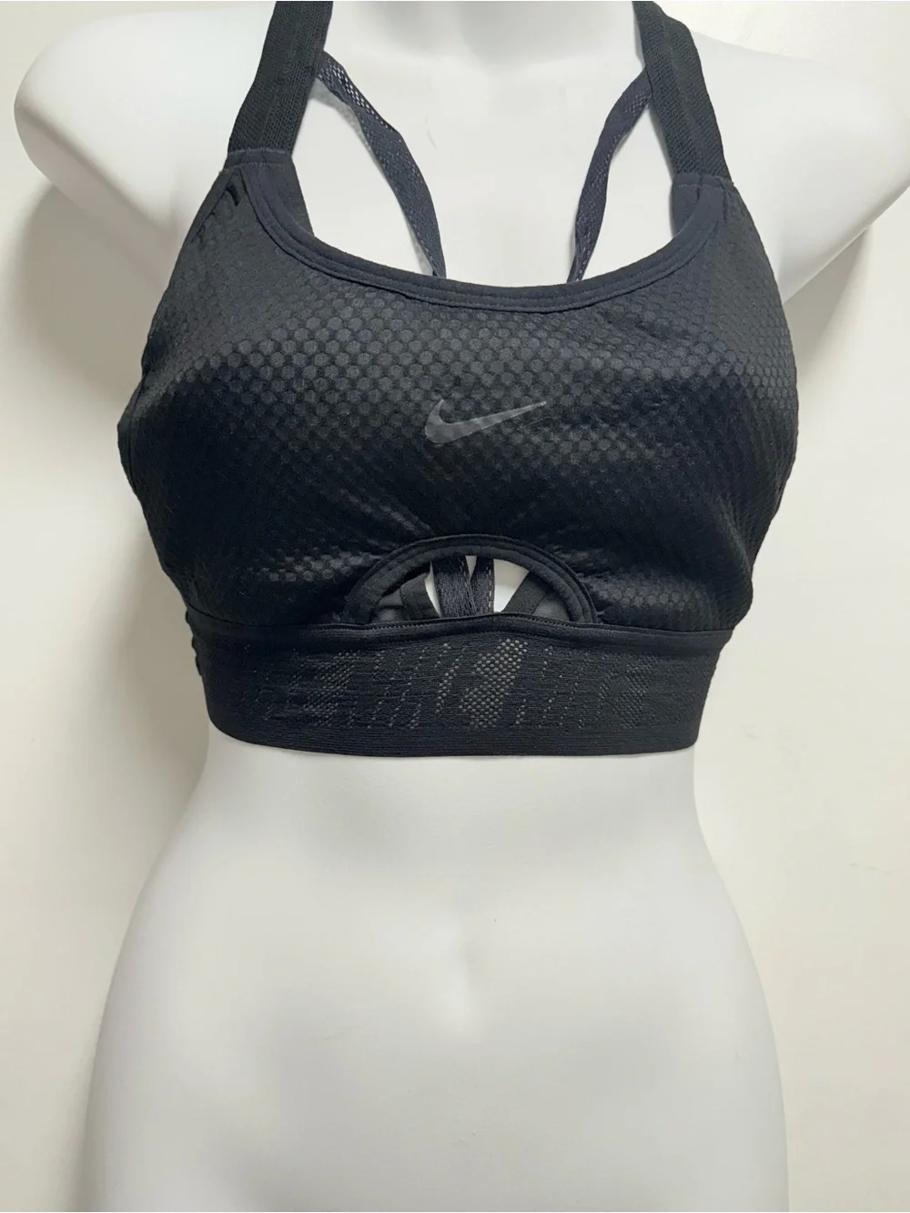 Nike Black Mesh Cutout Racerback Sports Bra